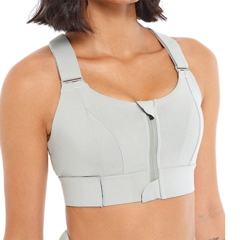 Women Sports Bras Tights Crop Top Yoga Vest Front Zipper
