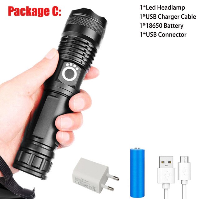Powerful Tactical Flashlights High Lumens USB Rechargeable