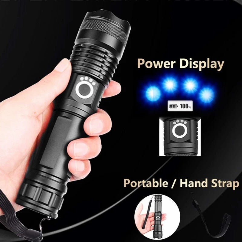 Powerful Tactical Flashlights High Lumens USB Rechargeable