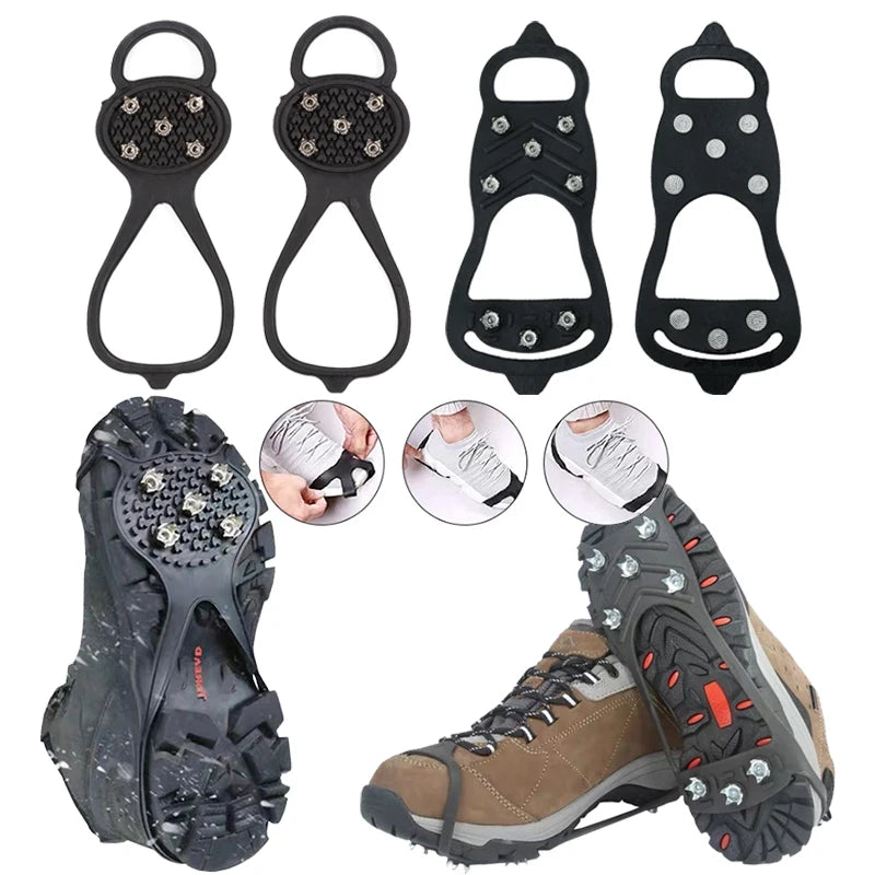 1 Pair Professional Climbing Crampons 5/8 Studs Anti-Skid Ice Snow Camping Walking Shoes Spike Grip Winter Outdoor Equipment