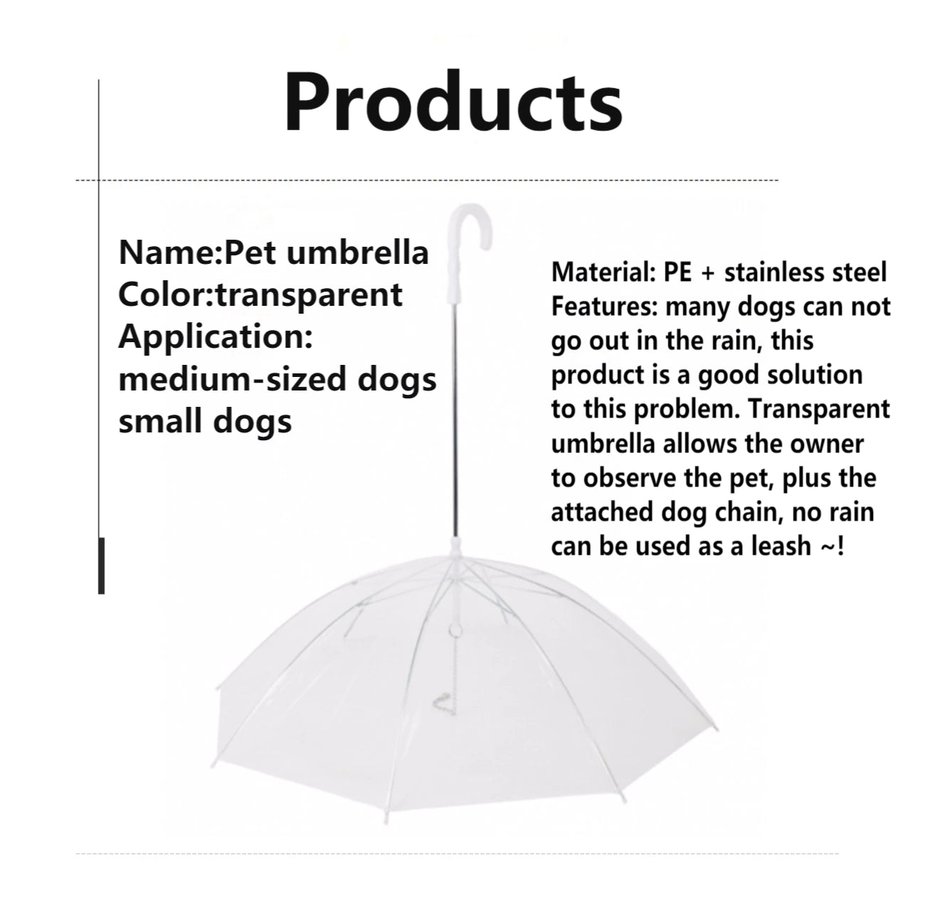 2022 New Pet Umbrella Leash Rainproof Snowproof Dog Umbrella Leash for Small Dogs Adjustable Doggy Umbrella